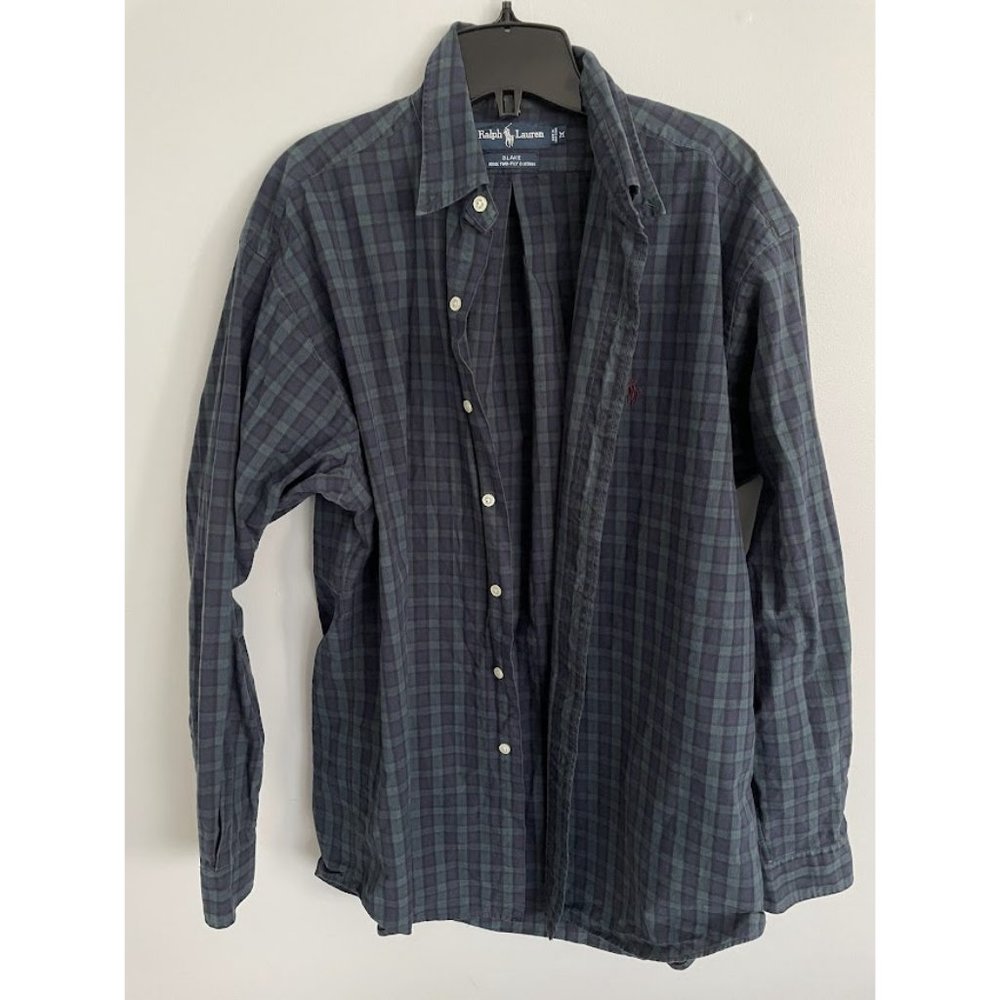 Purple Green Polo Flannel Size M Ralph Lauren